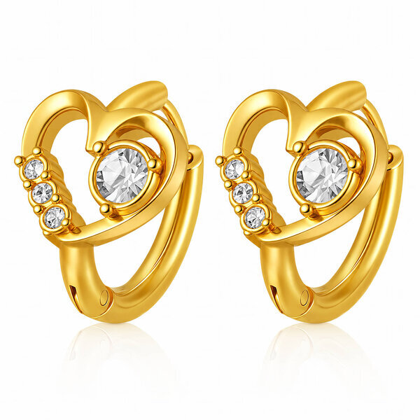 "Hearts" Earrings, 18K Gold Plated Steel