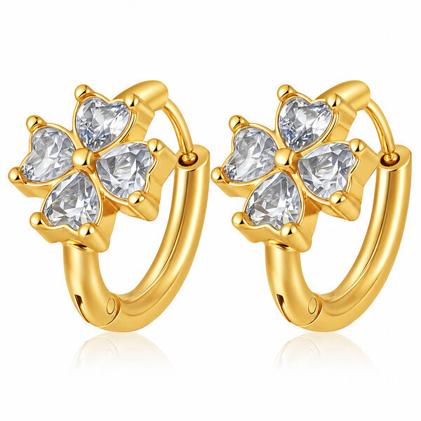"Flowers" Earrings, 18K Gold Plated Steel