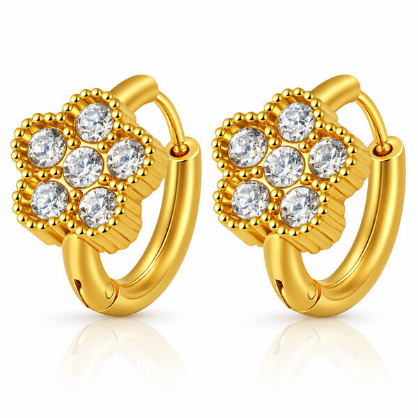 "Flowers" Earrings, 18K Gold Plated Steel
