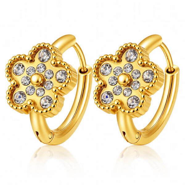 "Flowers" Earrings, 18K Gold Plated Steel