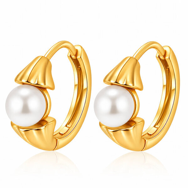 Earrings, 18K Gold Plated Steel