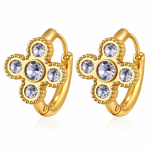 "Flowers" Earrings, 18K Gold Plated Steel