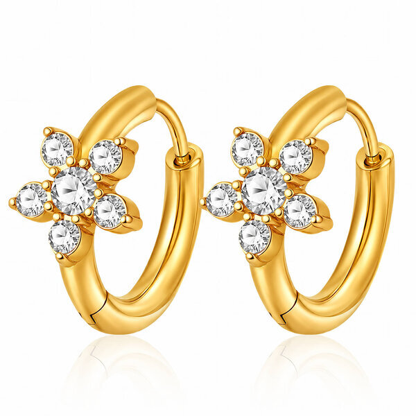 "Flowers" Earrings, 18K Gold Plated Steel