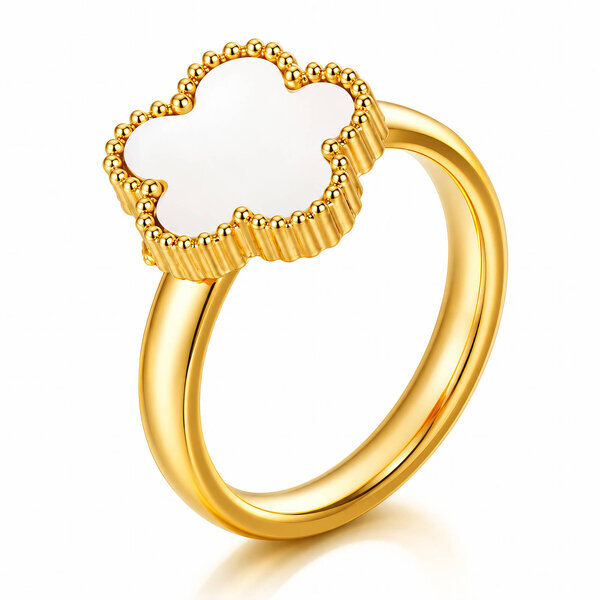 "Flower" Ring, 18K Gold Plated Steel