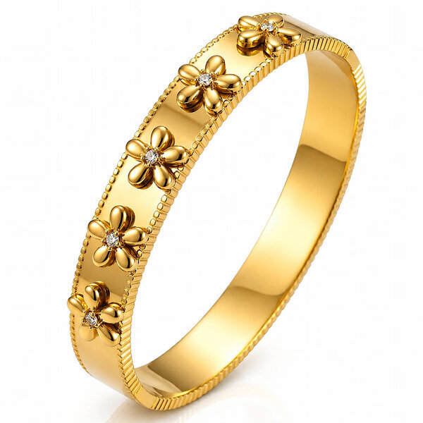 "Flower Meadow" Bracelet, 18K Gold Plated Steel