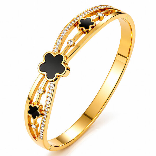 "Flower Meadow" PVD Gold-Plated Steel Bracelet - Intensity