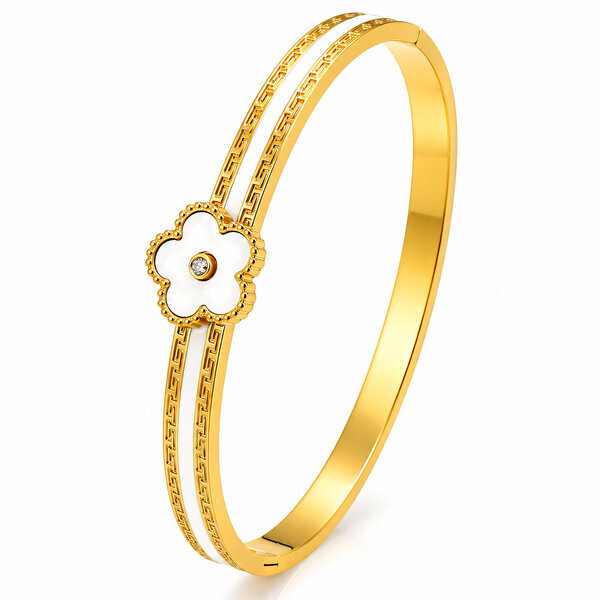 18K gold plated Stainless steel  "Flower" bracelet, Intensity