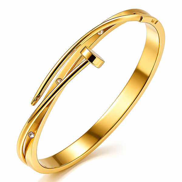 "Nail" PVD Gold-Plated Stainless Steel Bracelet - Intensity