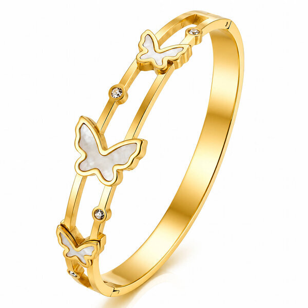 "Butterflies" PVD Gold-Plated Stainless Steel Bracelet - Intensity