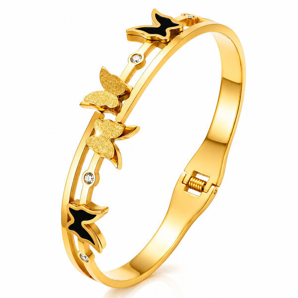 "Butterflies" PVD Gold-Plated Stainless Steel Bracelet - Intensity