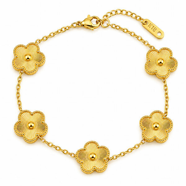 "Flower Meadow" Bracelet, 18K Gold Plated Steel