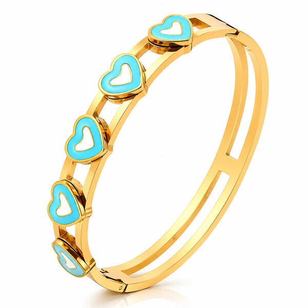 "Hearts" PVD Gold-Plated Steel Bracelet - Intensity