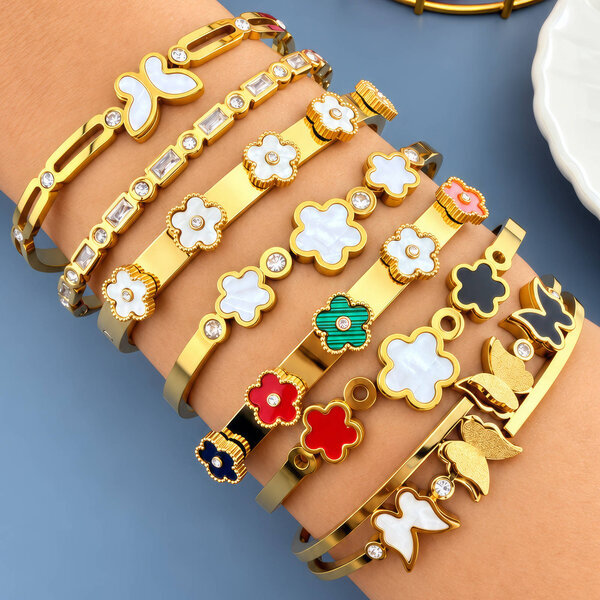 "Flower Meadow" PVD Gold-Plated Steel Bracelet - Intensity