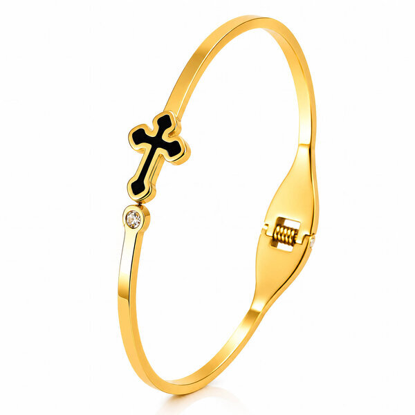 "Cross" PVD Gold-Plated Stainless Steel Bracelet - Intensity