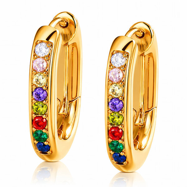 Earrings, 18K Gold Plated Steel