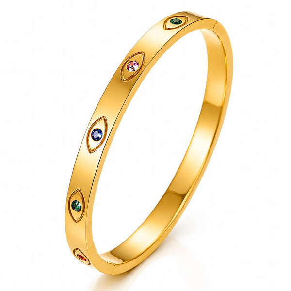 "Evil Eyes" Bracelet, 18K Gold Plated Steel