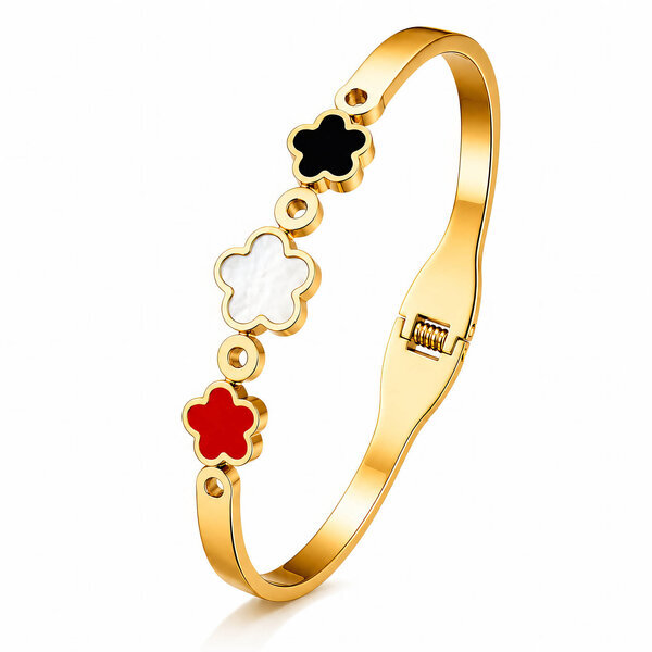 "Flower Meadow" Bracelet, 18K Gold Plated Steel