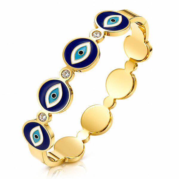 "Evil Eyes" Bracelet, 18K Gold Plated Steel