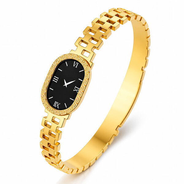 "Watch" Bracelet, 18K Gold Plated Steel