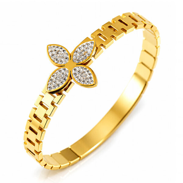 18K gold plated Stainless steel  "Flower" bracelet, Intensity