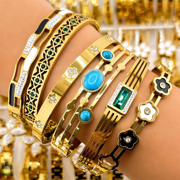 "Flower Meadow" PVD Gold-Plated Steel Bracelet - Intensity