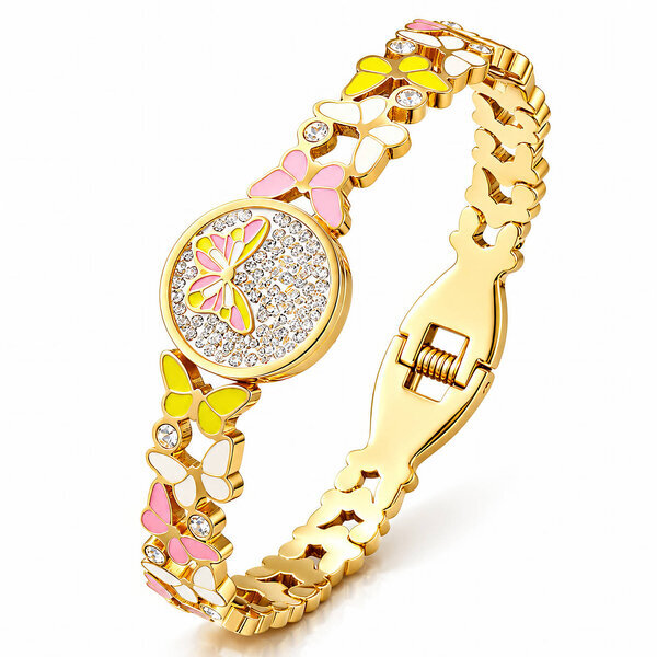 "Butterflies" Bracelet, 18K Gold Plated Steel