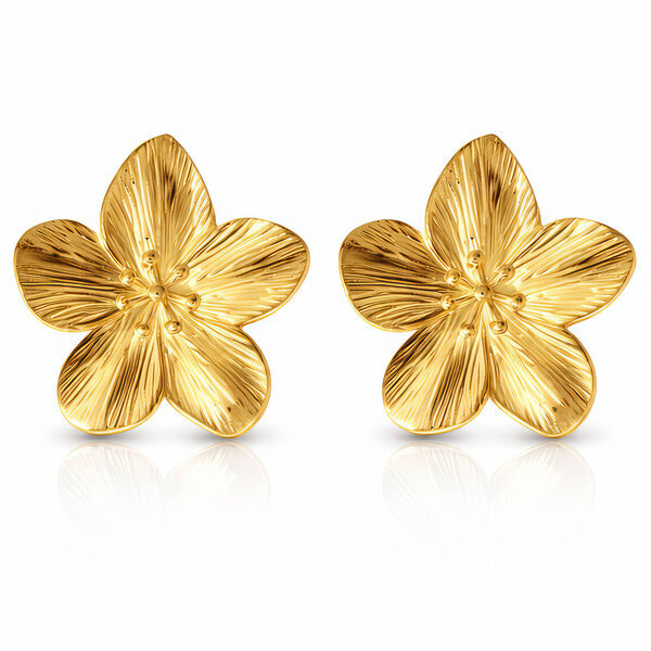 "Flowers" PVD Gold-Plated Steel Earrings - Intensity