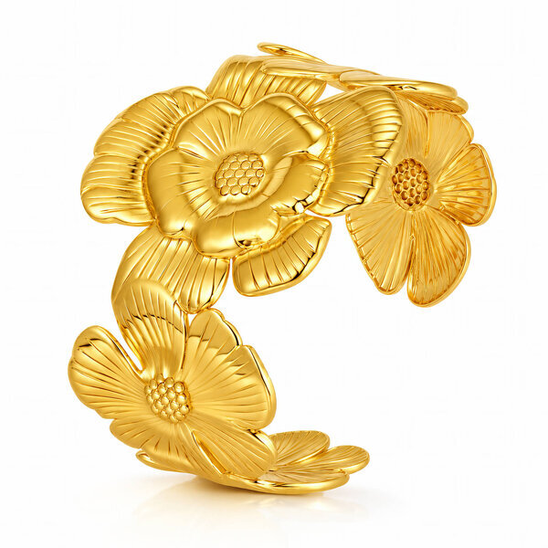 "Flower Meadow" PVD Gold-Plated Steel Bracelet - Intensity