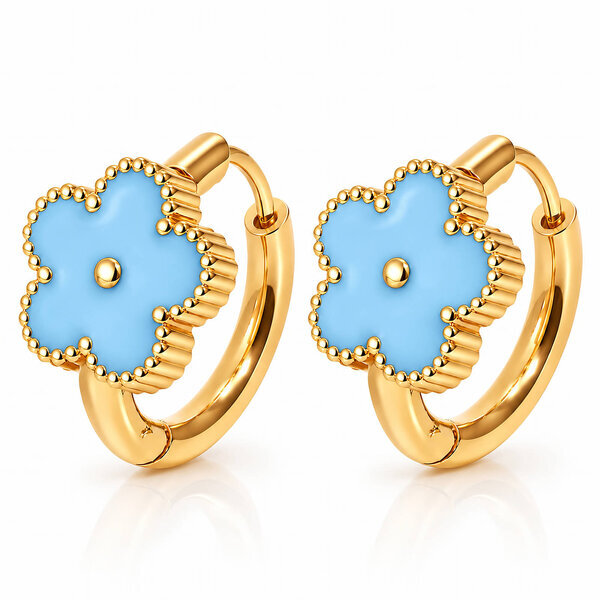 "Flowers" Earrings, 18K Gold Plated Steel