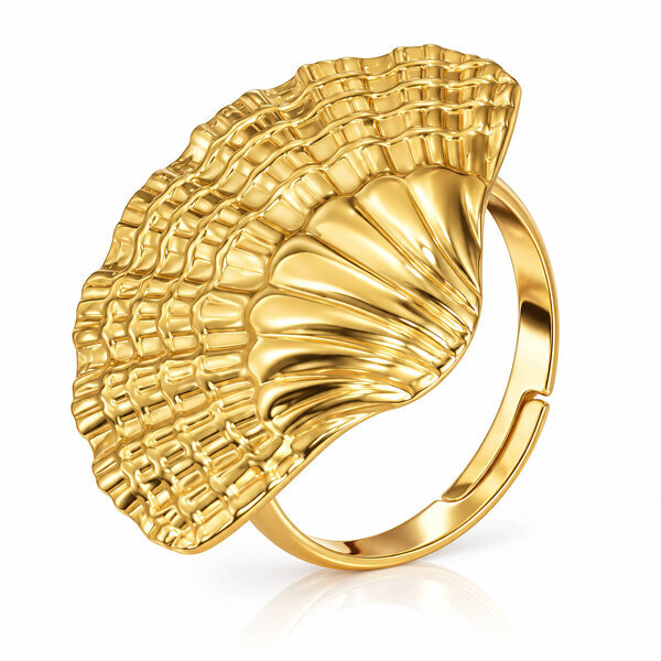 "Seashell" PVD Gold-Plated Stainless Steel Ring - Intensity