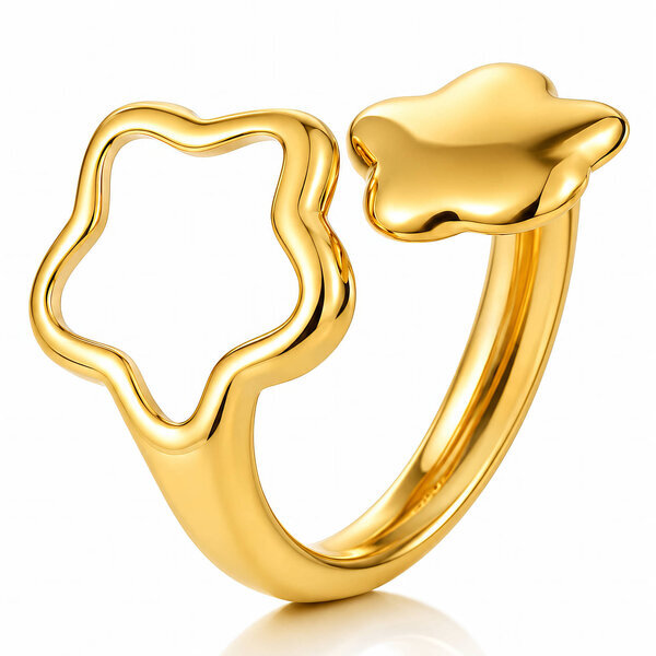 "Stars" Ring, 18K Gold Plated Steel