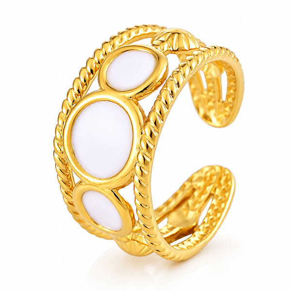 Ring, 18K Gold Plated Steel