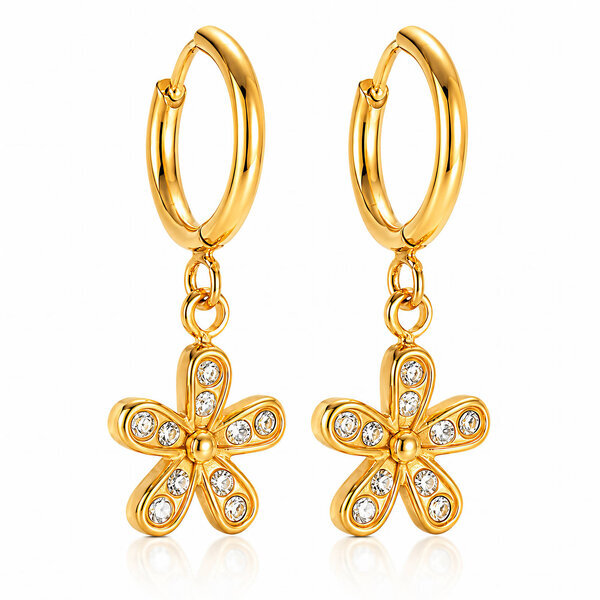 "Flowers" Earrings, 18K Gold Plated Steel