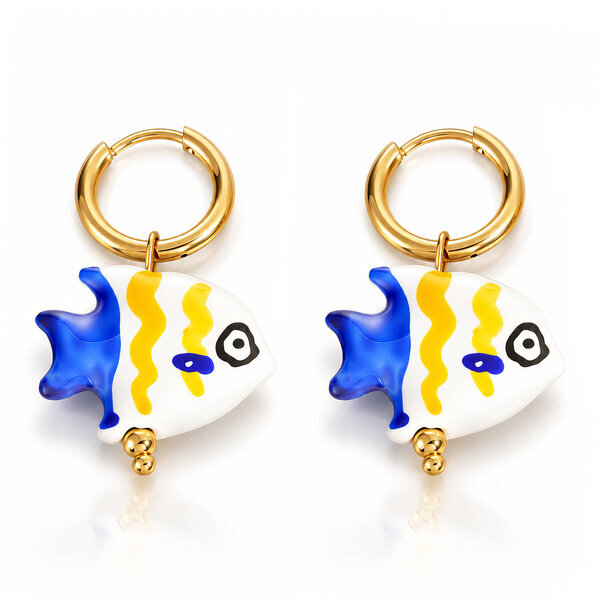 "Fish" PVD Gold-Plated Stainless Steel Earrings - Intensity