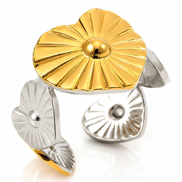 "Hearts" Ring, 18K Gold Plated Steel