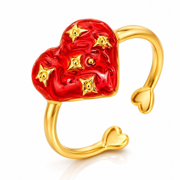 "Heart" Ring, 18K Gold Plated Steel