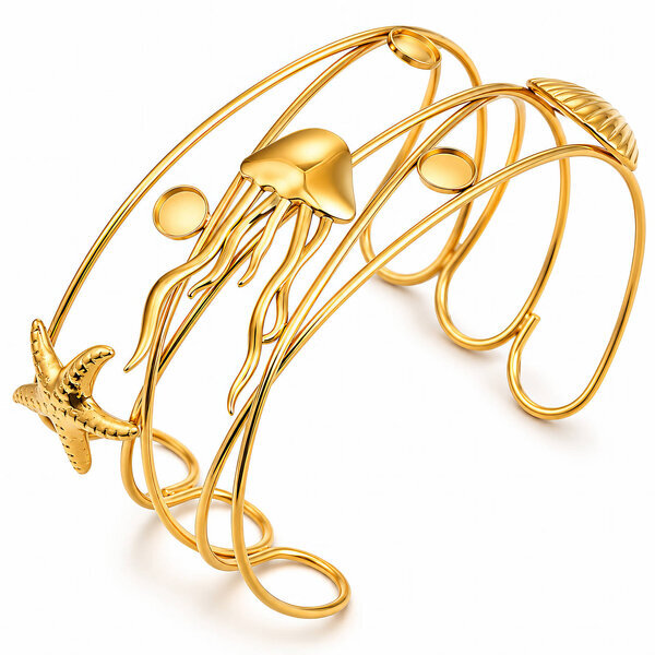 "Starfish And Seashell" PVD Gold-Plated Steel Bracelet - Intensity