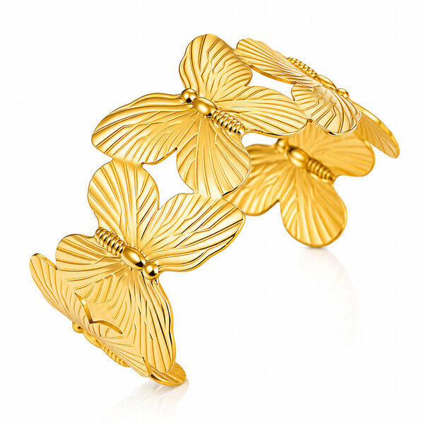 "Butterflies" PVD Gold-Plated Steel Bracelet - Intensity