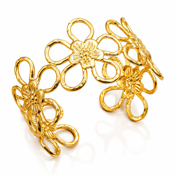 "Flower Meadow" PVD Gold-Plated Steel Bracelet - Intensity