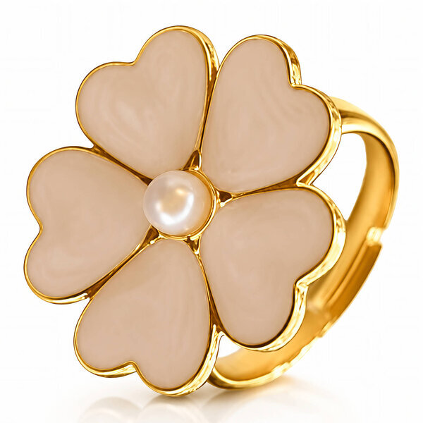 "Flower" Ring, 18K Gold Plated Steel