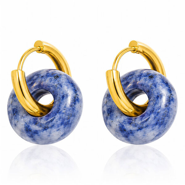 Earrings, 18K Gold Plated Steel
