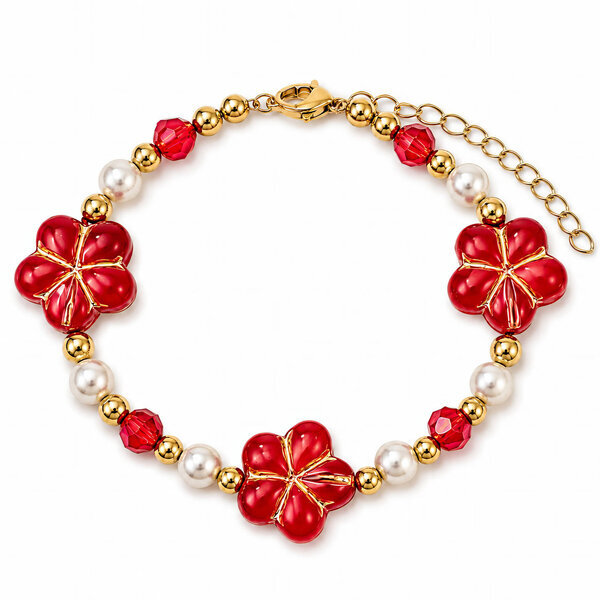 "Flower Meadow" Bracelet, 18K Gold Plated Steel