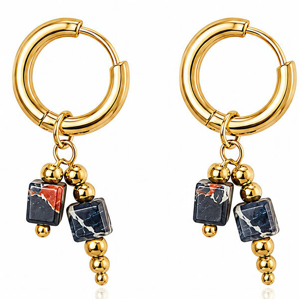 Earrings, 18K Gold Plated Steel