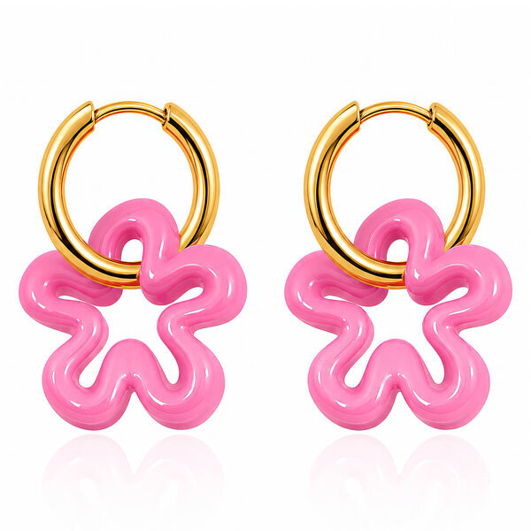 "Flowers" Earrings, 18K Gold Plated Steel