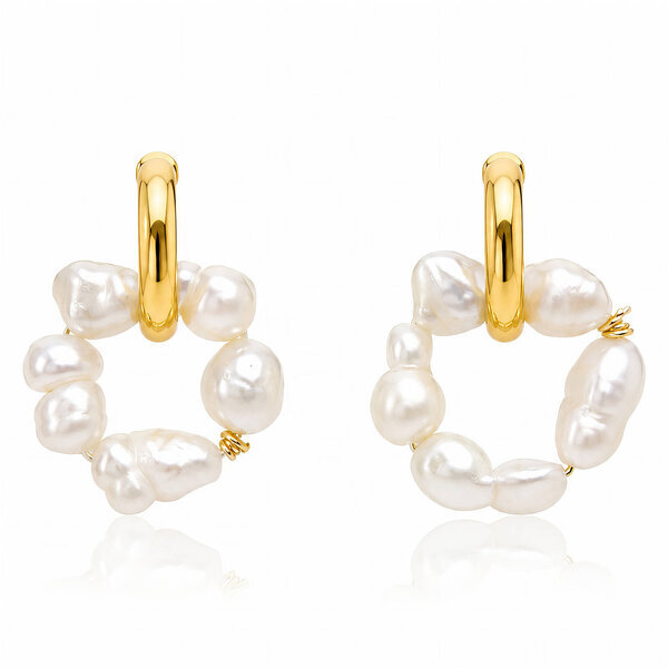 Earrings, 18K Gold Plated Steel