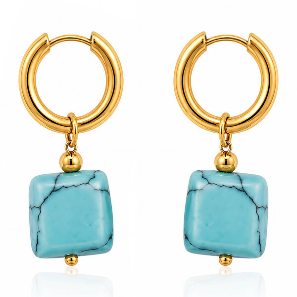 Earrings, 18K Gold Plated Steel
