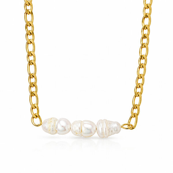 Necklace, 18K Gold Plated Steel