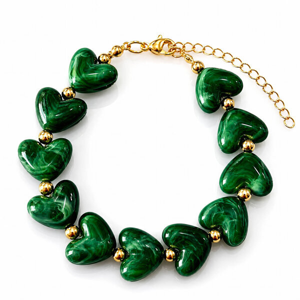 "Hearts" Bracelet, 18K Gold Plated Steel