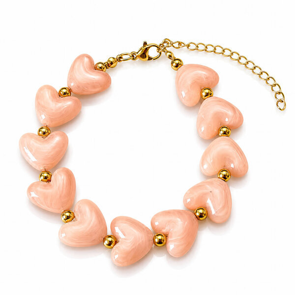 "Hearts" Bracelet, 18K Gold Plated Steel