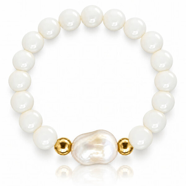 PVD Gold-Plated Glass Ring with Freshwater Pearl - Bubble Pop